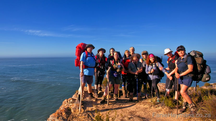 Group Photo Groot-rivier Estuary. The 5-day  Hike is situated on the coastal section of the Tsitsikamma National Park, between Storms- River Mouth and Natures Valley where it ends. The total distance of 45km. It is officially the oldest and undoubtedly the most iconic hike in South Africa.